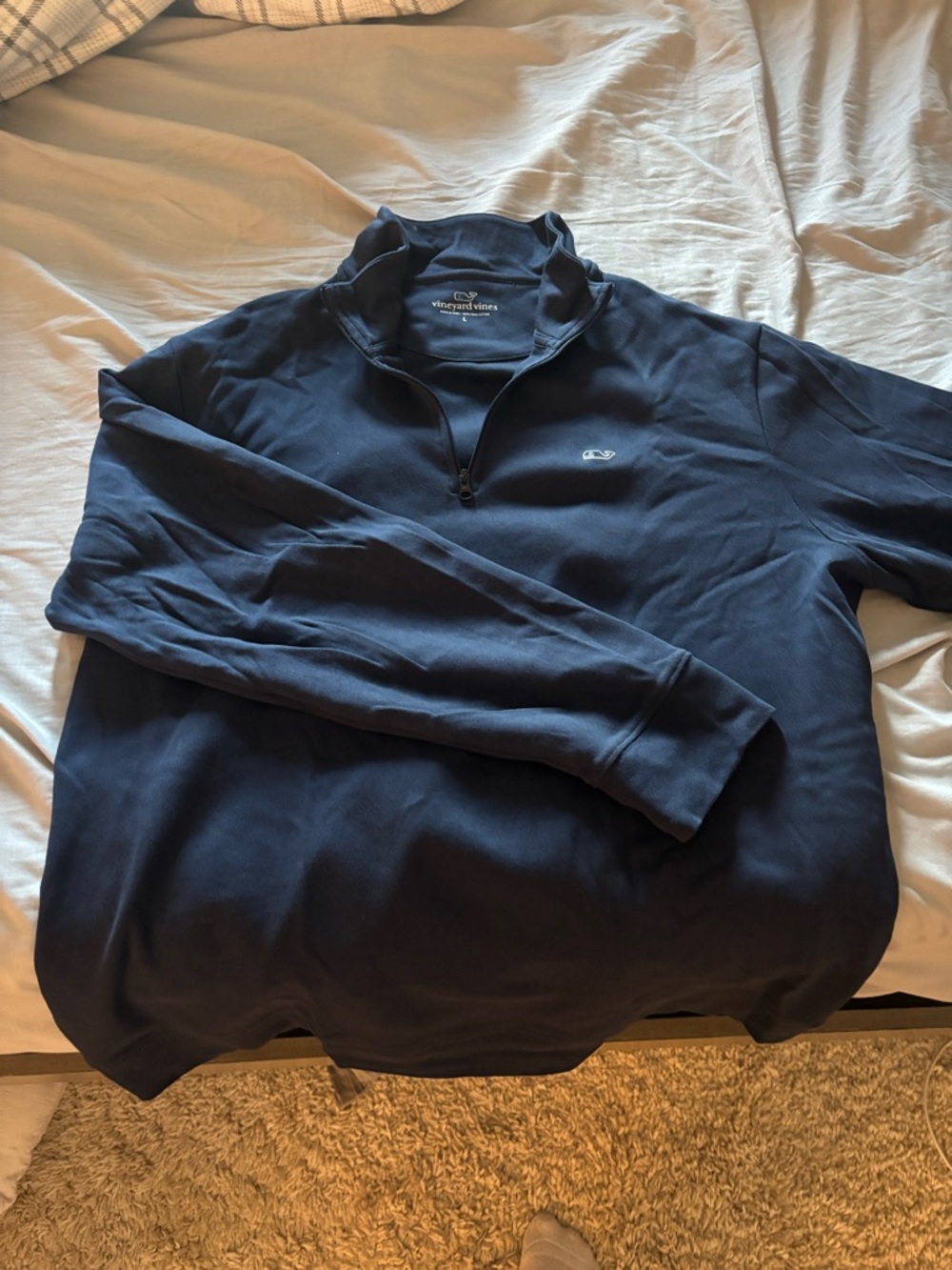 Vineyard Vines Navy Quarter-Zip Pullover with Whale Logo